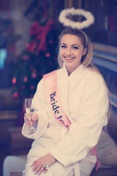 bachelorette party woman portrait in spa center