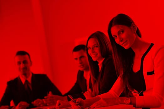 Group of happy young  business people in a meeting at office