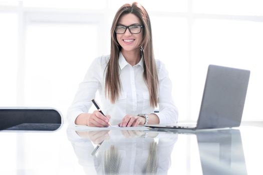 responsible business woman working with documents .photo with text space