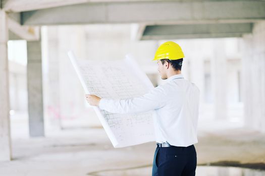 Construction Project business man Architect engineer manager at construction site