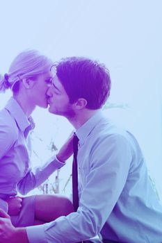 business people in love  have romantic time at workplace