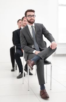 group of business people sitting at a conference .photo with copy space