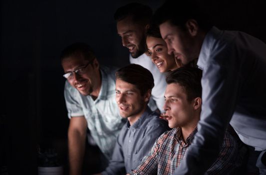 business colleagues looking at the computer screen .photo with copy space