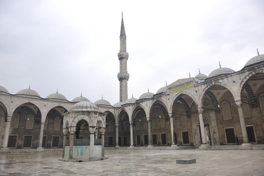 beautiful old mosque  at istambul on sunset 