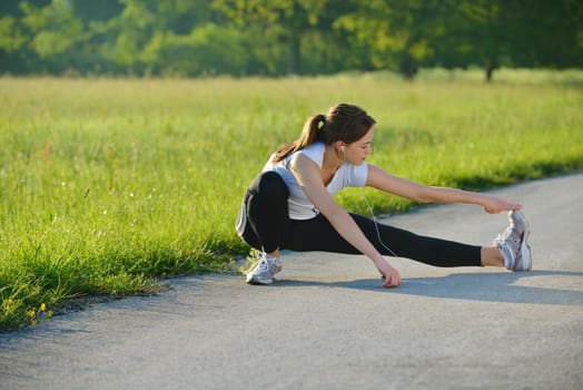 healthy young woman stretching before Fitness and Exercise