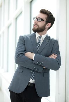 close up.young businessman standing in the office.business people