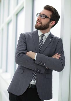 close up.young businessman standing in the office.business people