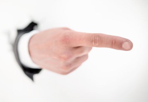 close up.hand of a businessman pointing at you.photo with copy space