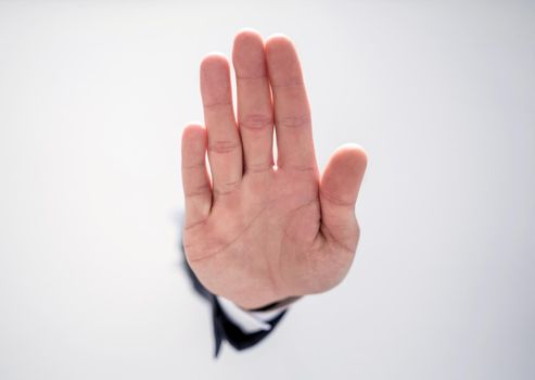 close up. businessman showing stop gesture. photo with copy space
