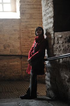 happy young tourist woman travel visit ancient istambul in turkey and old ayasofya blue mosque