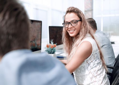 young business woman working on office computer.people and technology