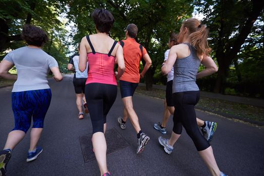 people group jogging, runners team on morning  training