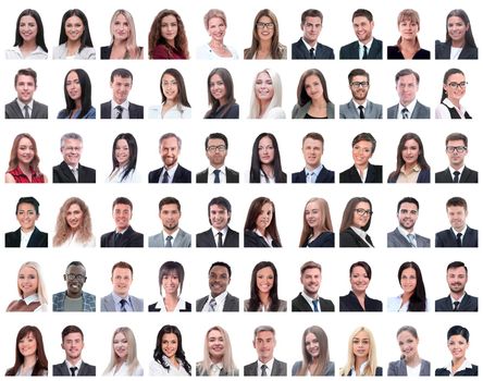 portraits of successful employees isolated on a white background . photo collage