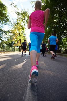 people group jogging, runners team on morning  training