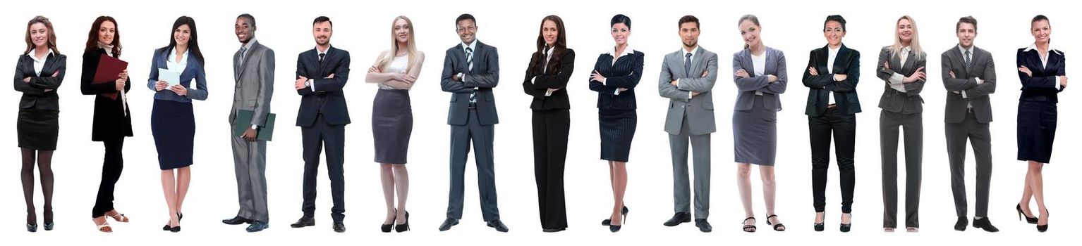 Group of smiling business people. Isolated over white background