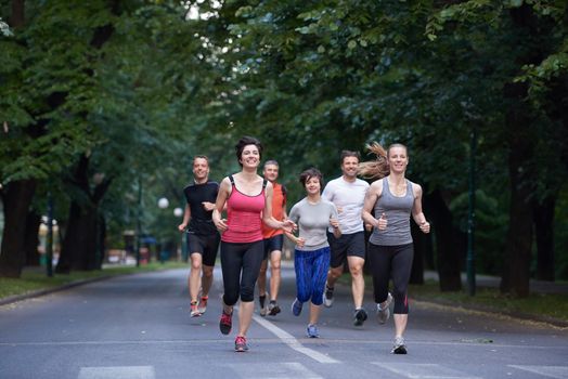 people group jogging, runners team on morning  training