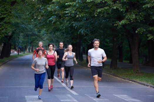 people group jogging, runners team on morning  training