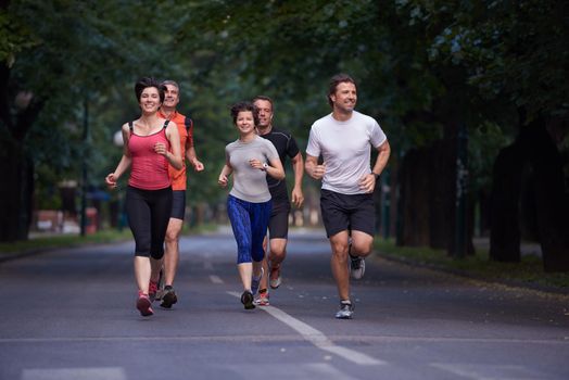 people group jogging, runners team on morning  training