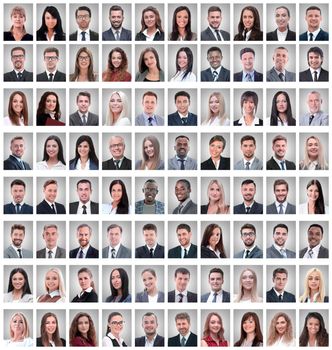 portraits of a group of successful employees isolated on white . photo collage