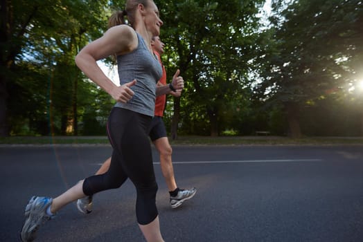 urban sports healthy couple jogging