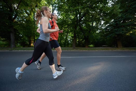 urban sports healthy couple jogging