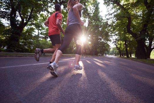 urban sports healthy couple jogging