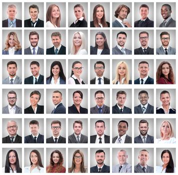 portraits of successful young businessmen isolated on white . photo collage