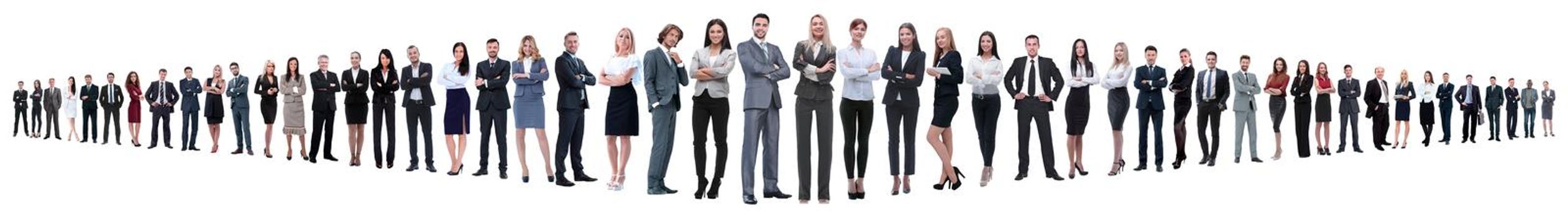 leader and professional business team standing together.isolated on white background.