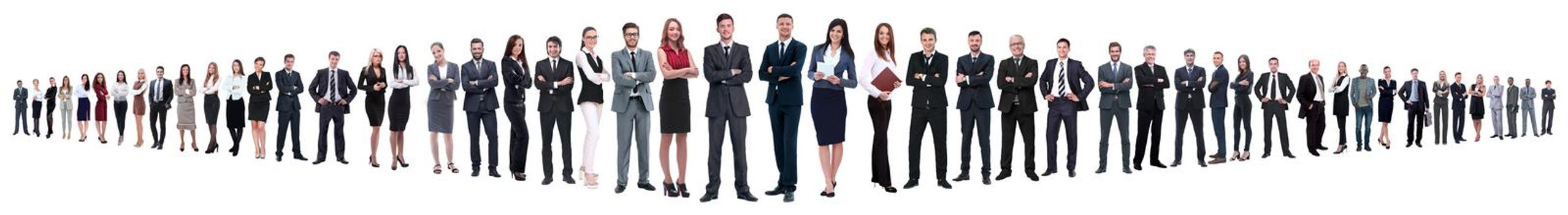 leader and professional business team standing together.isolated on white background.