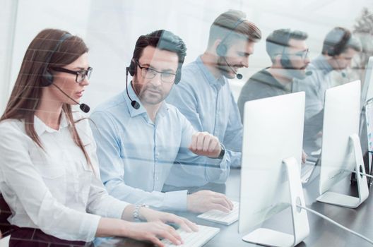 support operators in the workplace in the call center.people and technology
