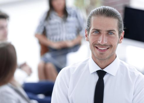 successful young business men on blurred background.photo with copy space