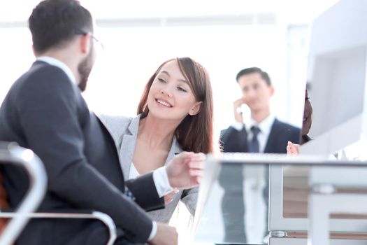 business colleagues talking in the office . photo with copy space