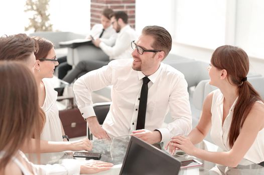 Bank employees hold a workshop.business concept