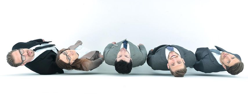 top view.a group of business people looking at the camera.photo with copy space