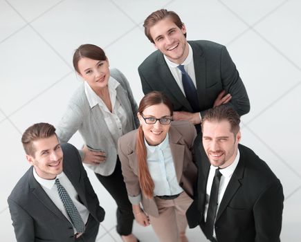 top view.a group of successful business people looking at the camera