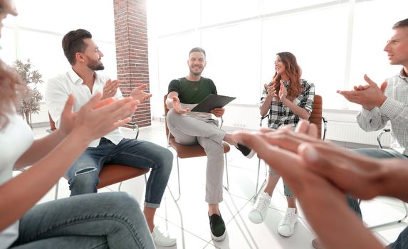 business team at a seminar in the modern office.business concept