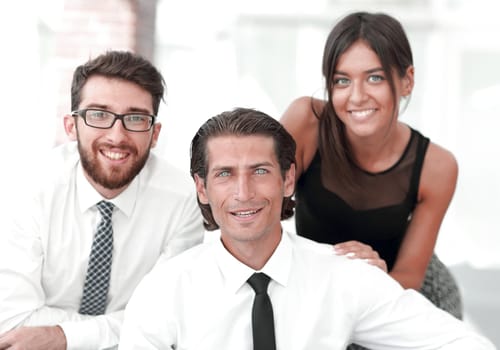 young business colleagues in the background of the office.photo with copy space