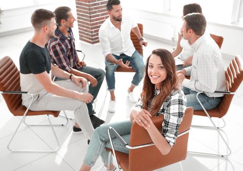 young woman Manager sitting at the workshop.t.concept of successful work