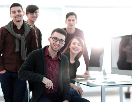 portrait of friendly business team in office.photo with copy space