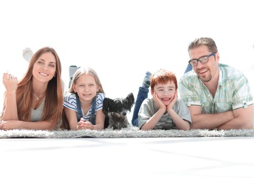 modern happy family in a new apartment.photo with copy space