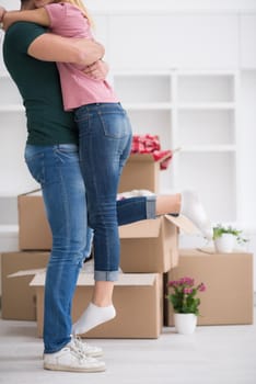 excited happy young couple looking forward to moving into a new home