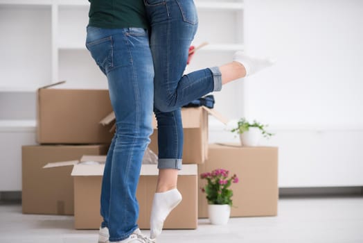 excited happy young couple looking forward to moving into a new home