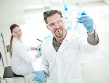 successful scientist in a modern laboratory.photo with copy space