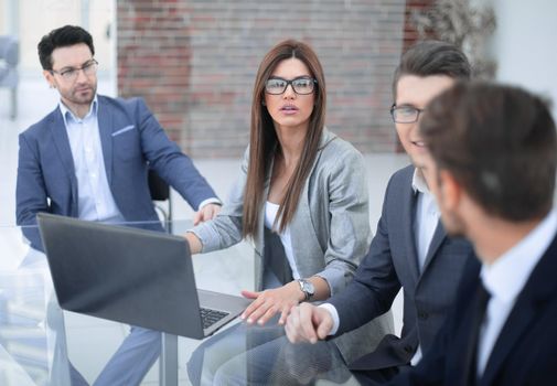 group of young businessmen in a modern office.the concept of teamwork