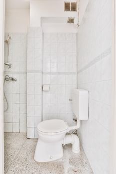 Interior of bathroom with toilet and shower