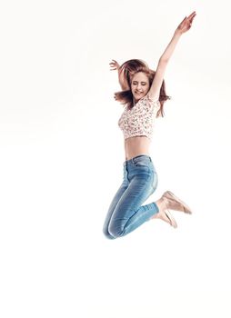 portrait of a very happy young woman . isolated on white background