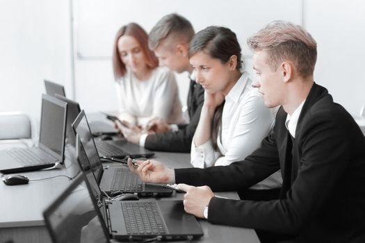 business team working with financial documents in the office.people and technology.