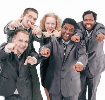 successful international business team showing hands forward .the concept of teamwork