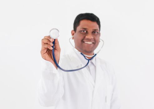 closeup.portrait of a smiling therapist .isolated on a white background.