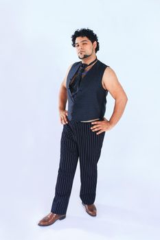 stylish man dancer posing for the camera .isolated on a white background.